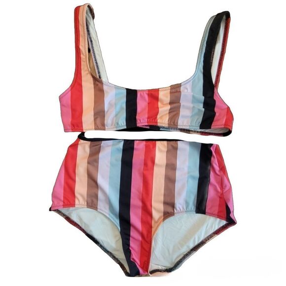 Solid & Striped Malibu Rainbow Striped Bikini Set - Picture 2 of 16